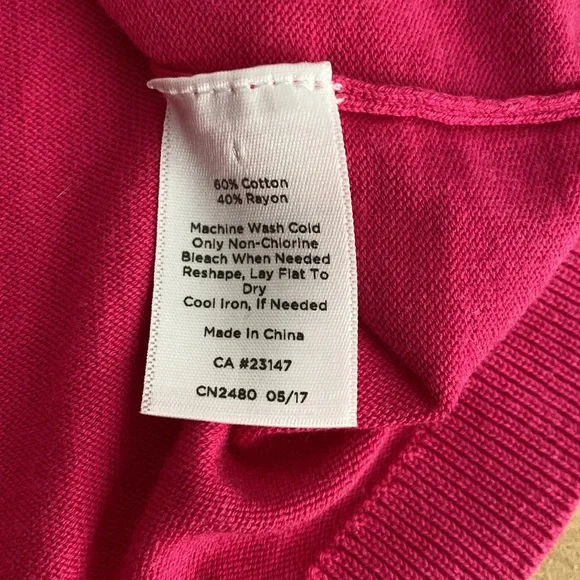 Talbots Pink Sweater with White Ruffle Detailing at Neck and Sleeves. Large - Picture 7 of 8